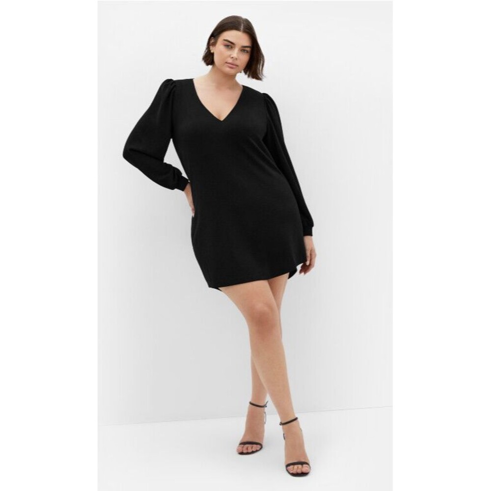 CITY CHIC Women's NWT Quiero Mini Dress Size XL (22) Black Elegant Minimalist